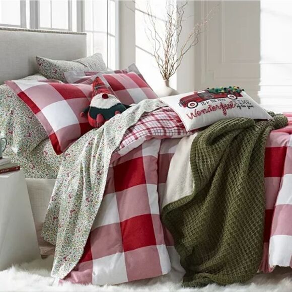 Red Check 100%Cotton Flannel Comforter, Twin ,Charter Club - Picture 5 of 6